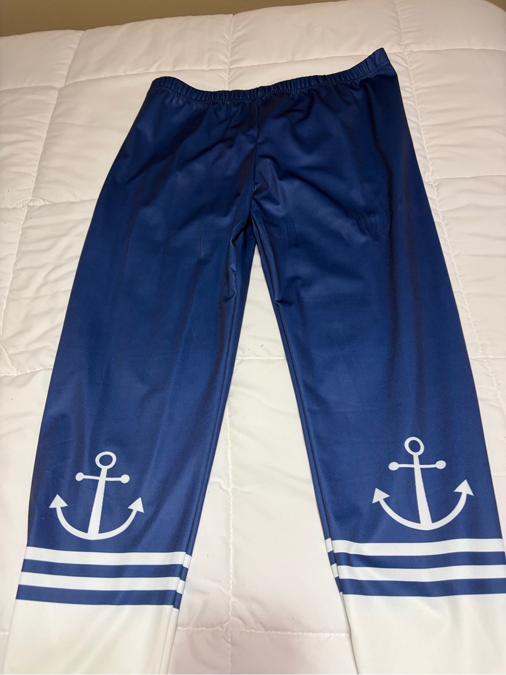 SHEIN Navy and White Anchor-Print women’s pants